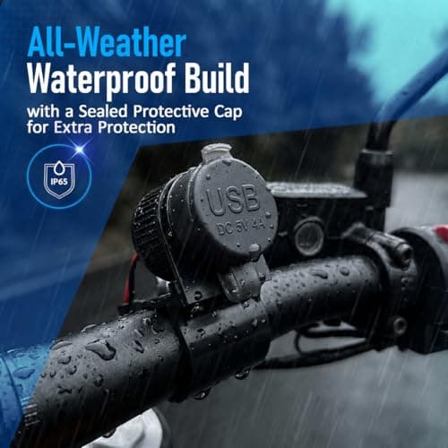 Cliff Top Heavy Duty Waterproof Motorcycle USB 5V 4 Amp Magnetic Switch Dual USB Charging Port for 7/8-1" Handlebar ATV UTV Smart Phone GPS Tablet Camera - Prevent Battery Drain — view 4