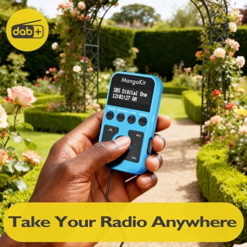 MangoKit MP1 Rechargeable Pocket DAB/FM Radio,Lock Switch,20 Presets,Blue — view 2