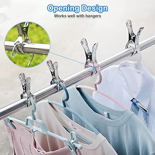 Coideal Beach Towel Pegs Clips - 10 Pack Large Stainless Steel Clothespins, Giant Heavy Duty Clothes Clamps for Sun Loungers Pool Cover — view 6