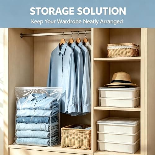 Ziplock Bags for Clothes, 25Pcs Large Clear Plastic Storage Bags 60x40cm — view 4