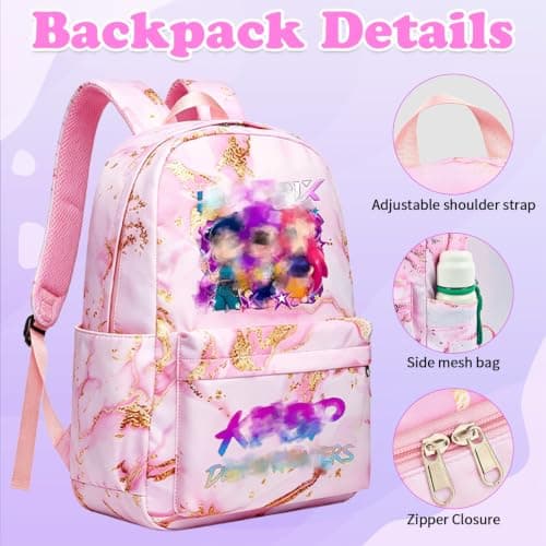 K Pop School Backpack, 3 Piece Set with School Bag Lunch Bag Pencil Case — view 3
