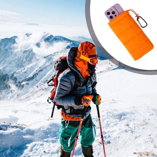 Lyreh Thermal Phone Case with Carabiner, Universal Cellphone Pouch (Orange) — view 5