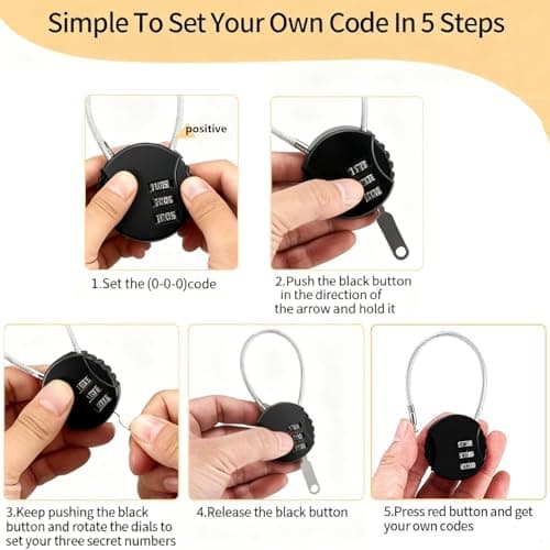 XUIIOSOOKP 2 Pcs Small Padlock Combination Lock 3 Digit Resettable Keyless — view 3