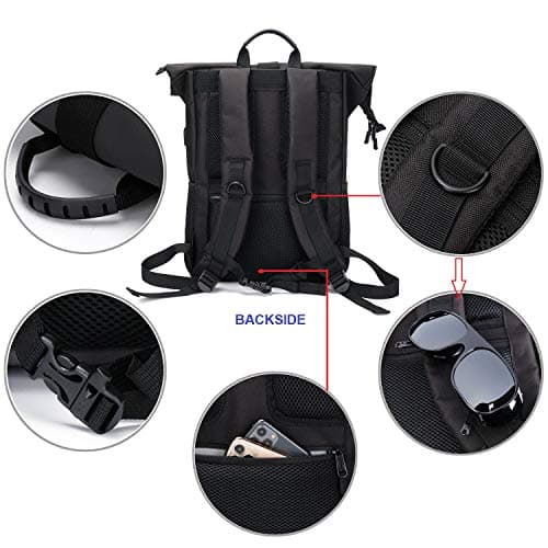 MoFut Rolltop Backpack for Men and Women, Large Laptop Backpack with 15.6 Inch Laptop Compartment, Waterproof Backpack, Multi-Compartment Travel Backpack, School Backpack, Work Backpack for University — view 5