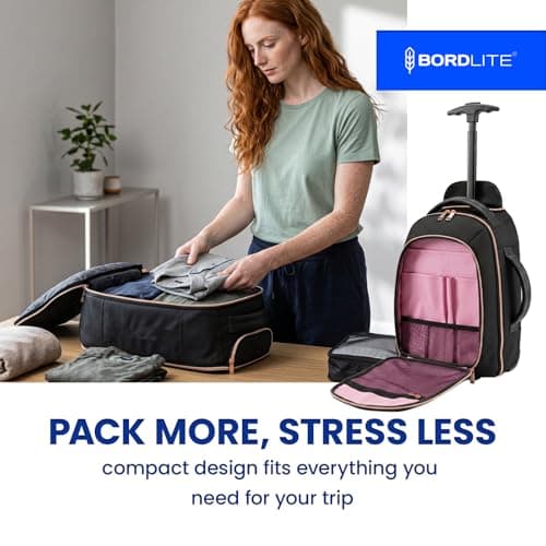 Bordlite Ryanair 40x20x25cm Cabin Backpack on Wheels – Lightweight 2 in 1 Trolley Bag & Rucksack (20L) – Fits Ryanair Free Hand Luggage Allowance — view 5