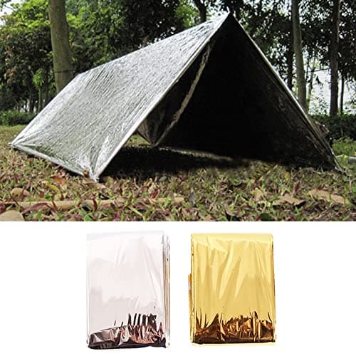 Eujgoov Emergency Blanket Thermal Outdoor Survival Tent for Camping Hiking Emergency Kits (gold-1pcs) — view 2
