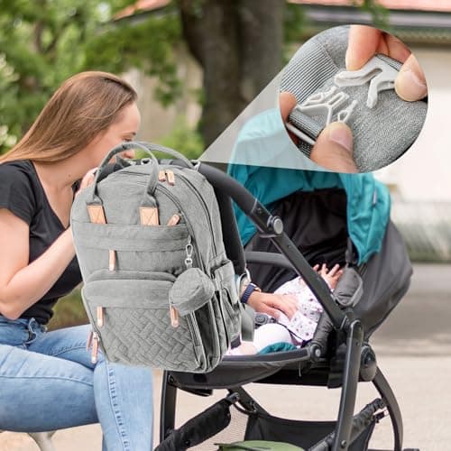M.J COMFY-LIFE Baby Changing Backpack - Large Waterproof Diaper Bag with Insulated Bottle Pockets, Removable Changing Pad, Stroller Straps & Anti-Theft Design for Parents On-The-Go — view 4