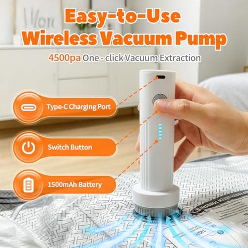 Vacuum Storage Bags, 9‑Pack Reusable Travel Vacuum Bags with Wireless Pump, 3 Sizes Space-Saving Vacuum Pack Bags for Clothes,Holiday Travel Essentials — view 2