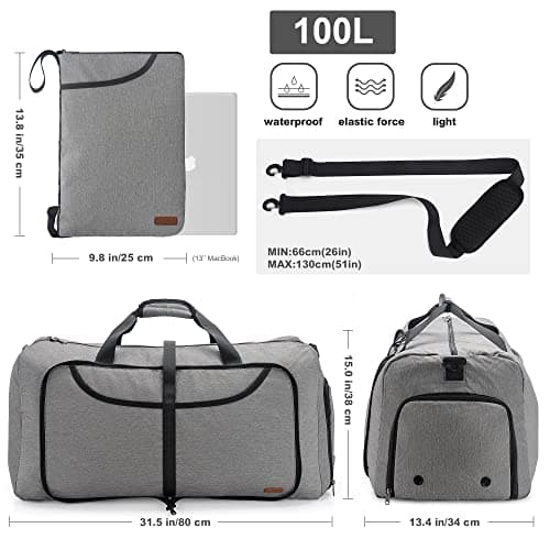 VS VOGSHOW 100L Travel Duffle Bag with Shoe Compartment — view 3