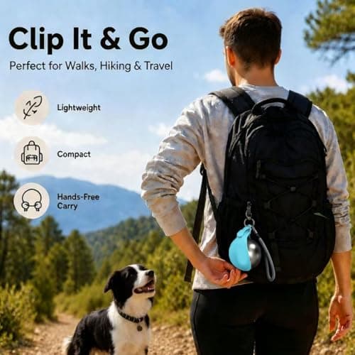 2-in-1 Portable Dog Water Bottle, Foldable Pet Travel Water Bottle for Walking, 285ML Pet Stainless Steel Drinking Bottle with Silicone Bowl, Water Dispenser for Hikes, Road Trips & Park Visits — view 6