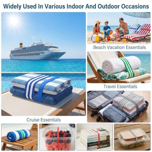 YUXMU 8 Pack Elastic Towel Bands for Sun Loungers — view 6