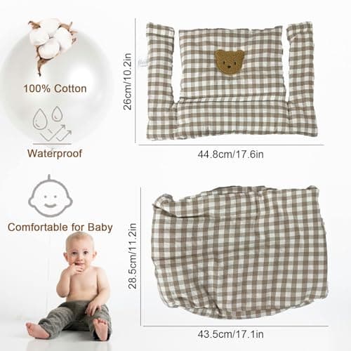 Seat Cushion for Stokke Tripp Trapp High Chair, Non-Slip High Chair Seat Cushion Set, Organic Cotton Baby Seat Cushion, Replacement Cover Seat Cushion for Highchair, Baby Chairs with Bag (02) — view 2