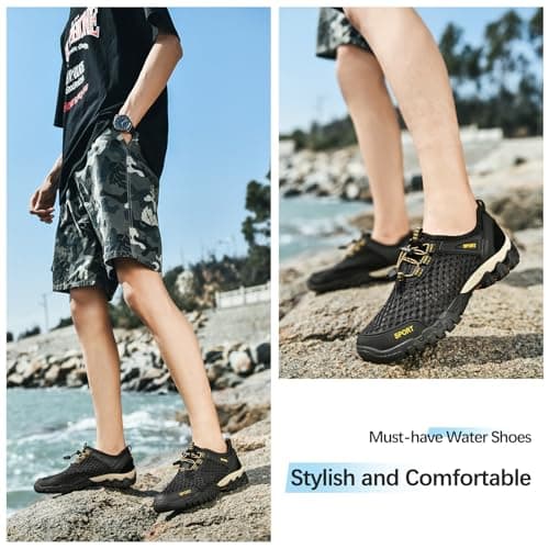 TRAILBLITZ Water Shoes Mens Aqua Beach Swim Shoes for Swimming Pool,Black 9 — view 2