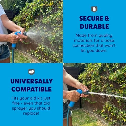 Qwickhose Starter Set | 5-Piece Garden Hose Connector Kit | Original & No-Flow JawGrip, Tap Adaptor, Nozzle, Wall Mount | 1/2" (12.5-13mm) Universal Hose Fittings | Garden Hoses & Outdoor Tap — view 5
