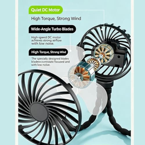 Rechargeable Octopus Pram & Stroller Fan - Keep Baby Cool on the Go，Pink — view 4