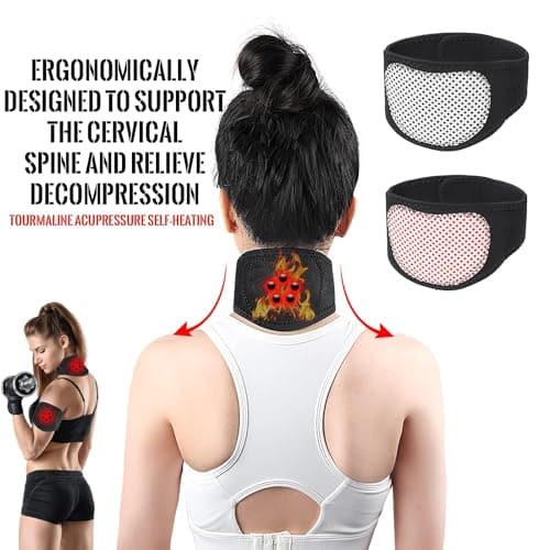 Magnetic Neck Support Brace, Self Heating Neck Pad with 5 Magnets, 2 PCS Adjustable Magnetic Thermal Neck Wrap Neck Warmer, Soft Cervical Collar Brace Neck Protectors for Men Women Neck Pain Relief — view 4