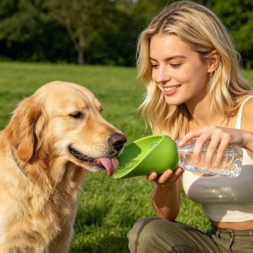 Silicone Portable Dog Water Bottle Adapter, Leakproof Foldable Leaf Pet Water Dispenser Cap, Practical Folding Drinking Bowl, Feed for Puppy Outdoor Walking Camping Fits Standard Waterbottles — view 3