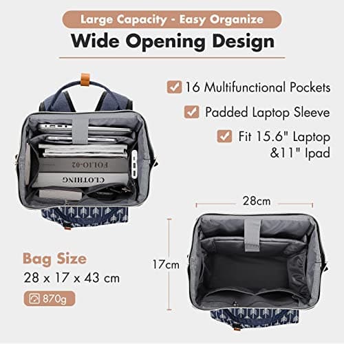 Lekesky 15.6 Inch Laptop Rucksack, Computer Backpack, School Bag for Women — view 2