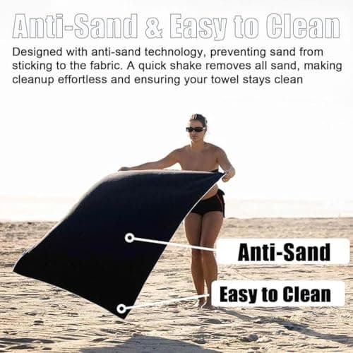 drburpily Magnetic Beach Towel Microfiber Quick Dry,black,190 * 76cm — view 4