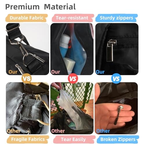 DAYGOS Gym Sports Duffle Bag for Men - Waterproof Travel Duffel Holdall Bag with Wet Pocket and Shoes Compartment, 40L Carry on Overnight Weekend for Women, Black — view 4