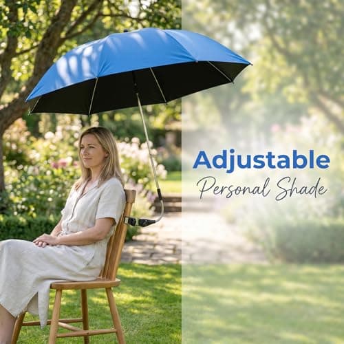SUNNYNEST Beach Chair Umbrella with Clamp, 102cm Diameter 360° Adjustable Portable Parasol, UPF50+ Waterproof Sun Shade for Beach Chair, Stroller, Wheelchair, Golf Cart & Camping (Royal Blue) — view 2