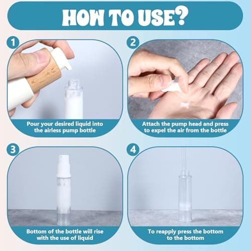 4 Pcs Empty Airless Pump Bottles, Refillable Clear Travel Pump Bottle Lotion Container Vacuum Cosmetic Container Presspump Bottle for DIY Foundation Gel Lotion Moisturiser Shampoo Toiletry(10ml) — view 4
