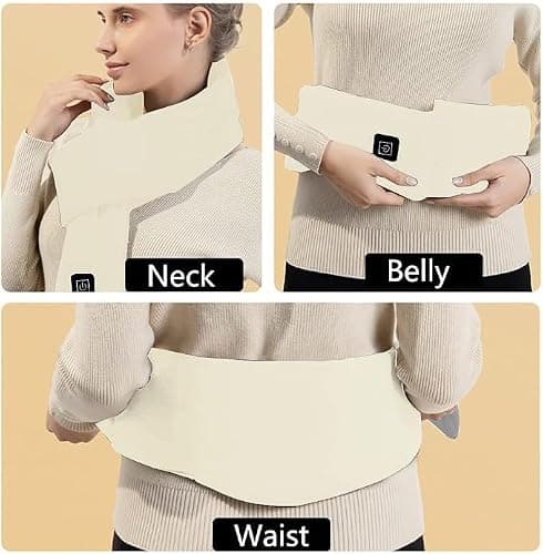 Heated Scarf,Winter Electric Heated Neck Scarf,USB Charging Heating Scarf with 3 Heating Levels,Neck Heating Pad for Pain Relief Thermal Neckerchief,Winter Gift for Men Women Outdoor Skiing(Beige) — view 5