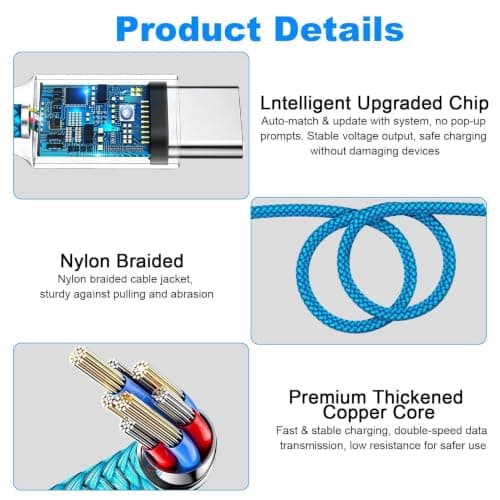 5Pcs USB C Charger Cable 1/1/2/2/3meters USB A to USB C Fast Charger Cable — view 3
