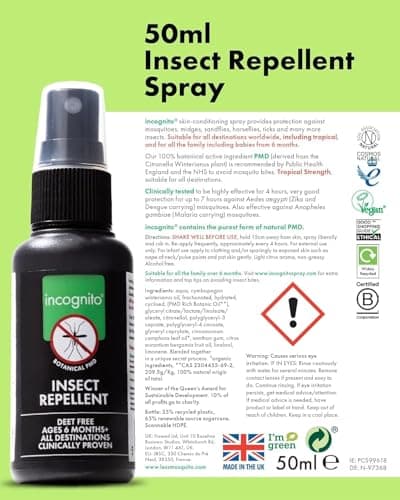 Incognito Insect Repellent Spray - 3x100ml - Travel-Sized Natural DEET Free Formula - Protects for Up to 7 Hours - Shields from a Wide Range of Biting Insects - Travel Friendly Organic Mosquito Repellent — view 3
