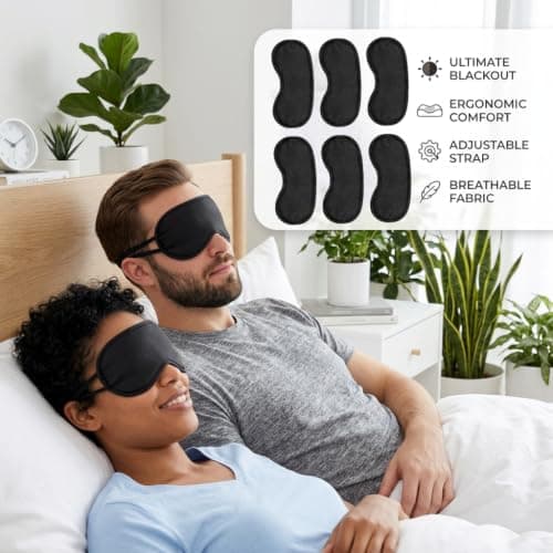 20 Pack Eye Mask for Sleeping, Blindfold Eye Shade Cover, Light-Blackout Breathable Sleep Masks, Soft Comfortable Blindfolds for Games Travel, On The Plane, Lunch Break and Camping Usage Black — view 6