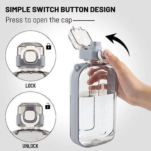 Taozoey 750ml Water Bottle, Flat Water Bottle, Leak Proof Water Bottles with Strap Suitable for Sports, Fitness, Camping (Gray) — view 3