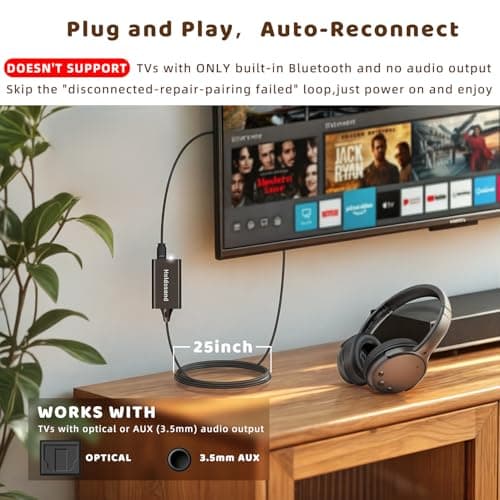 Holdsound Wireless Headphones for TV Watching,Plug and Play — view 5
