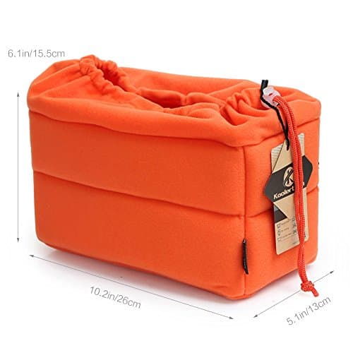 Koolertron Padded DSLR Camera Insert Shockproof Camera Bag Insert Camera Partition Protective Bag Compatible with Sony Nikon DSLR Shot Or Flash Light (Orange) — view 4
