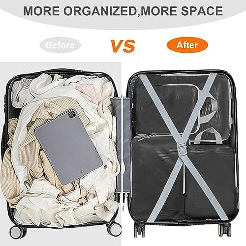 Compression Packing Cubes,Travel Storage Bag, Travel Packing Essentials for Suitcase Organizer Bags, Packing Organiser for Carry On Luggage(Black, Set of 4) — view 6