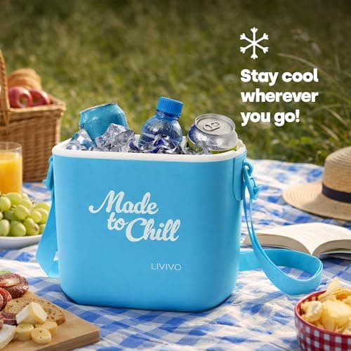 LIVIVO Made to Chill 5L Cool Box – Summer Cooler Box, Small Portable Insulated Ice Box with Strap, Lightweight Hard Cooler for Picnic, Beach, Camping & Travel (Blue) — view 2