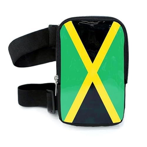 Flag Thigh Bag | Leg Harness for Women | Outdoor Waist Pouch | Carnival Hiking Travel Fanny Pack with Adjustable Straps, Jamaica, One Size, Regular Thigh Bag