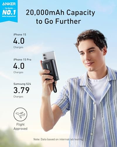 Anker Zolo Power Bank, 20,000mAh 30W Portable Charger with Built-in USB-C — view 2