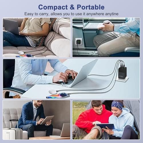 OrcoW 150W USB C Plug Fast Charge, 6-Port Charger (2PD Type C port+4QC USB A port) +QC Wall Plug Multiport Mains Type C Charging Plug for iPhone 16/15/14/13/12/11 Series/XS/XR/SE,iPad,AirPods,Black — view 5