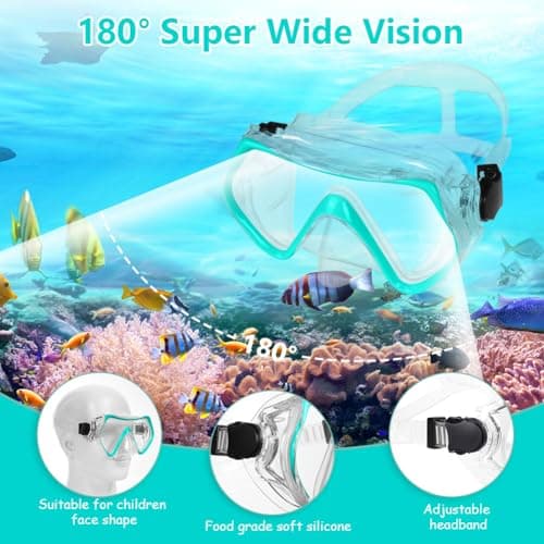 AOOSA Snorkel Mask, Men Women Tempered Glass Diving Mask — view 3