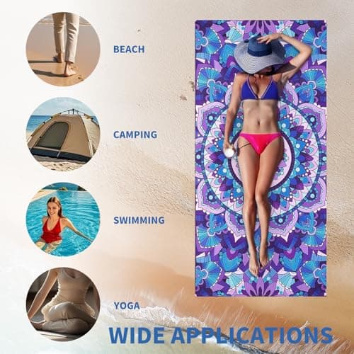Beach Towels, 2 Pack 180 x 80 cm Microfibre Towels, for Travel, Thin Design — view 6