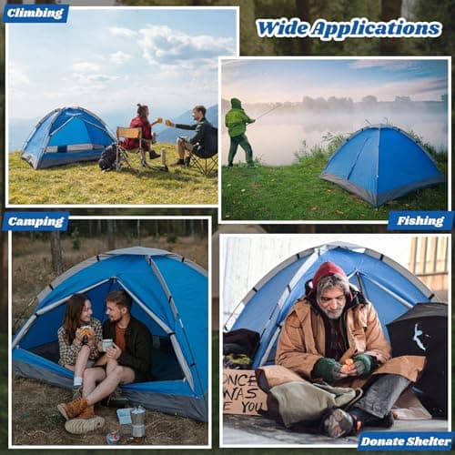 Woanger 12 Pack Bulk 2-3 Person Camping Tents for Homeless Lightweight Outdoor Tent with Rain Fly and Carrying Bag Waterproof Windproof Setup Pop Up for Homeless Camping Backpacking — view 3
