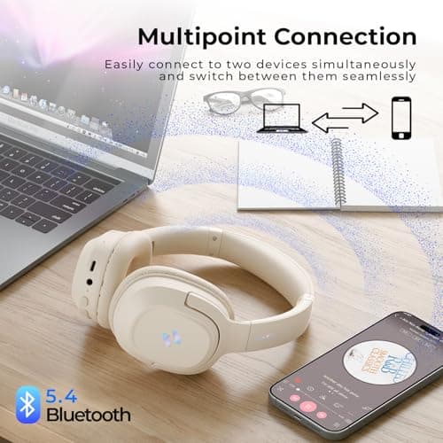 havit Active Noise Cancelling Headphones, Wireless Over Ear Bluetooth Headphones with 60ms Low Latency Game Mode, 50H Playtime, Foldable Overhead Headphones with Deep Bass, Bluetooth 5.4, App Control — view 4