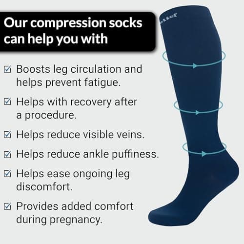 360 RELIEF Compression Socks for Women & Men, Flight Socks L/XL Blue — view 6