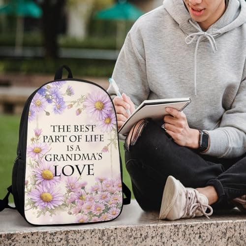 sinyumoney Grandmas Love Quote Backpack School Daypacks Business Backpack Water Resistant Bookbag for Camping Outdoor Adventures And Daily Travel 17inch — view 6