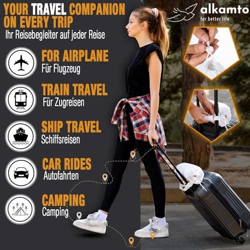 Alkamto Travel Pillow-Camping Pillow-Orthopedic Neck Support Memory Foam Pillow with Temperature Regulating Pillowcase-Extra Cotton Cover-Carry Bag-Small pillow for travel by car,plane,train and hotel — view 5