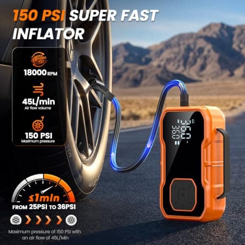 Jump Starter Power Pack, Car Battery Booster Jump Starterwith Tire Inflator — view 3