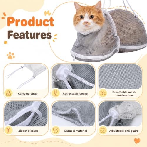 Zyghjort Cat Mesh Bathing Bag, Adjustable Breathable Cat Bath Bag — view 3