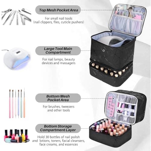 Nail Vanish Storage, Portable Double-Layer Nail Bag Organiser — view 4