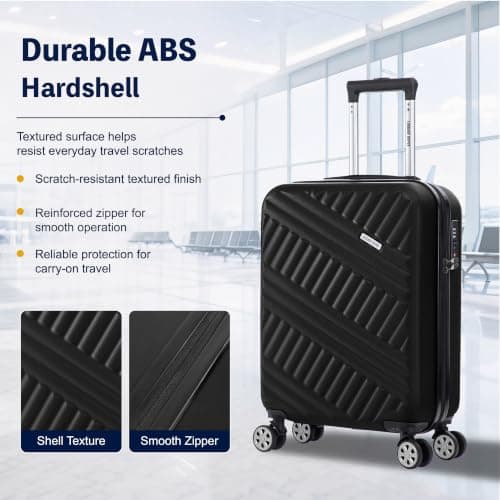 Luggage Depot Cabin Suitcase, 55x38x20cm TSA Lock for City Breaks, Black — view 3