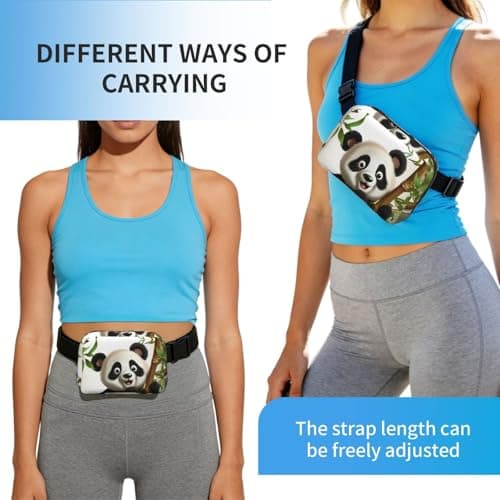 Fanny Pack For Women Men, Cute Panda Climb Bamboo Everywhere Belt Bag Waterproof Fashion Crossbody Waist Packs With Adjustable Strap Hip Bum Bag For Outdoor Hiking Running Travel — view 6